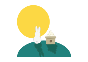お月見するウサギのイラスト