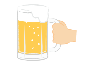 ビールで乾杯するイラスト
