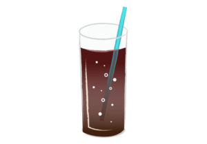 コーラを注いだストロー付きのコップ