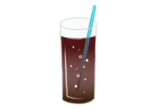 コーラを注いだストロー付きのコップ