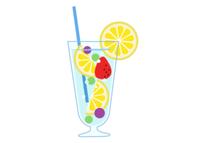 トロピカルなフルーツジュースのイラスト