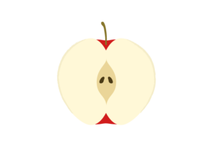 半分にカットした赤リンゴのイラスト
