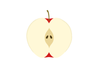 半分にカットした赤リンゴのイラスト