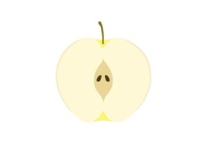 半分にカットした黄色いリンゴのイラスト