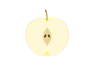 半分にカットした黄色いリンゴのイラスト