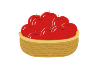 カゴに入った沢山の赤リンゴ