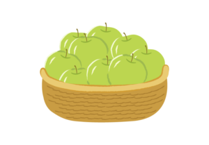 カゴに入った青リンゴのイラスト