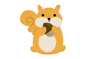 ドングリを持つリスのイラスト