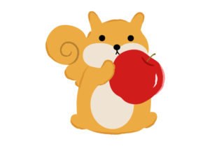 リンゴを持つリスのイラスト