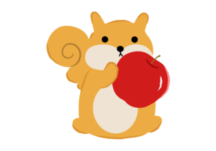リンゴを持つリスのイラスト