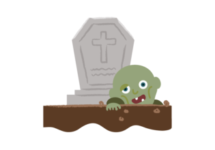 墓地の地面から顔を出すゾンビのイラスト