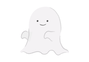 ニッコリ笑顔のオバケを描いたイラスト