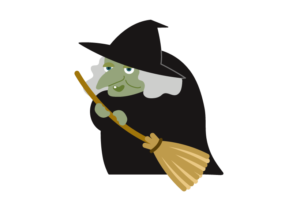 ホウキを持った怪しい老魔女のイラスト