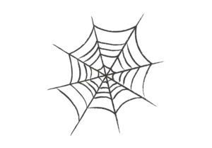 黒い線で描いた不気味なクモの巣