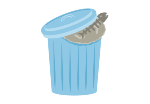 ゴミが溢れたポリバケツのイラスト