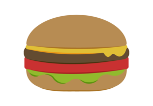 トマトを挟んだチーズバーガーのイラスト