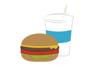 ハンバーガーと飲み物のセットのイラスト