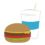ハンバーガーと飲み物のセットのイラスト