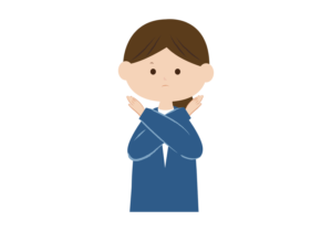 腕でバツマークを作る女性のイラスト