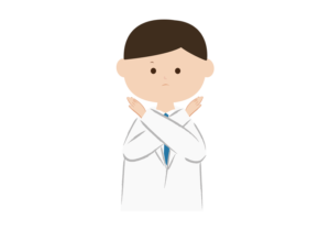腕でバツマークを作る男性医師のイラスト