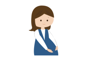 お腹をさする妊娠した女性のイラスト