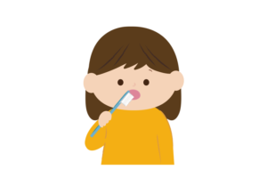 歯磨きをする女の子のイラスト