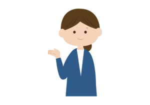 案内のポーズをする女性のイラスト
