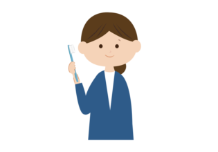 笑顔で歯ブラシを持つ女性のイラスト