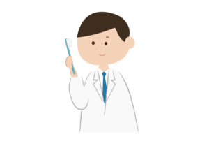 笑顔で歯ブラシを持つ男性医師のイラスト