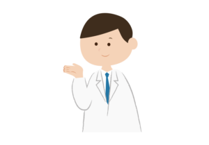 案内のポーズを取る男性医師のイラスト