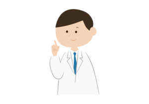 人差し指を立てる男性医師のイラスト