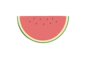 舟形にカットしたスイカのイラスト