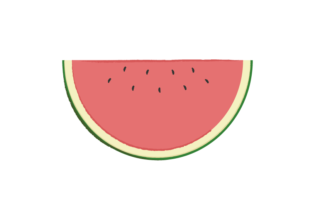 舟形にカットしたスイカのイラスト