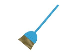 柄が青色の屋外用ホウキのイラスト