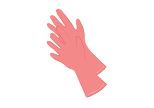 ピンクのゴム手袋のイラスト（両手）