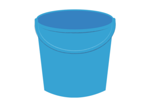 プラスチック製の青いバケツのイラスト