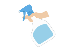 スプレー洗剤を手に持ったイラスト