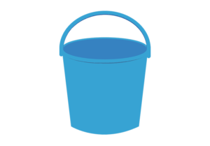 取っ手が上向きの青色のバケツのイラスト