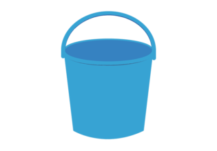 取っ手が上向きの青色のバケツのイラスト
