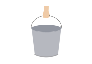 金属製のバケツを手に持ったイラスト