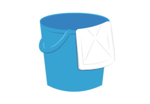 雑巾と青色のバケツのイラスト