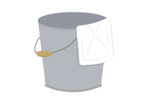 雑巾と金属製のバケツを描いたイラスト