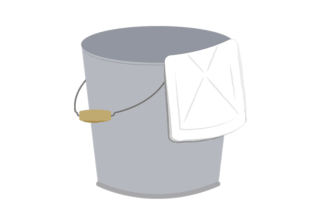 雑巾と金属製のバケツを描いたイラスト