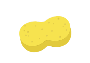 黄色いひょうたん型のスポンジを描いたイラスト