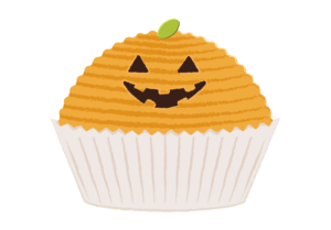 ハロウィンらしいパンプキンモンブランのイラスト