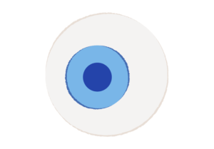 青色の瞳の大きな目玉のイラスト