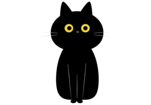 丸い目が特徴の黒猫のイラスト