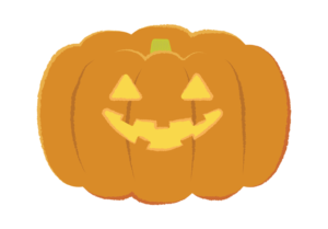 光るジャック・オー・ランタン（オレンジ）のイラスト