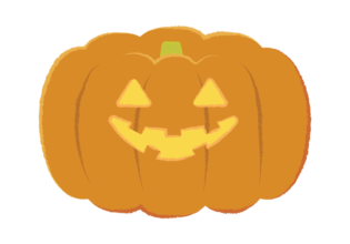 光るジャック・オー・ランタン（オレンジ）のイラスト