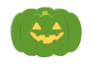 光るジャック・オー・ランタン（緑）のイラスト